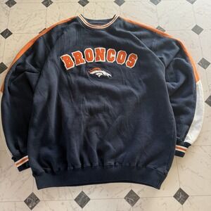 NFL Denver Broncos Crewneck Sweatshirt Navy Orange Mens Large Football